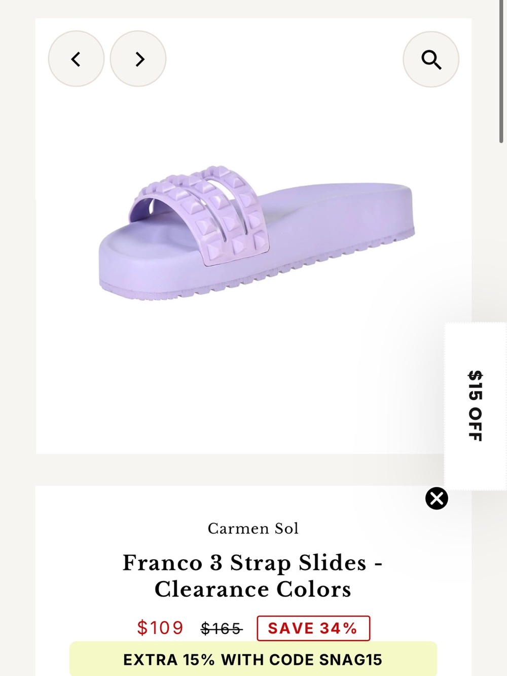 Franco 3-Strip Slide Sandals in Lavender